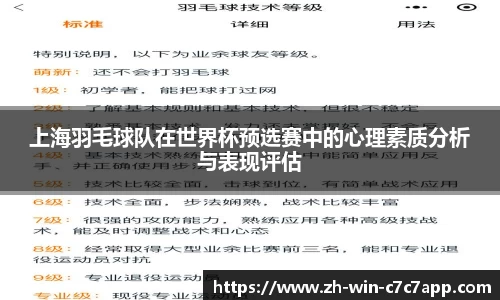 上海羽毛球队在世界杯预选赛中的心理素质分析与表现评估